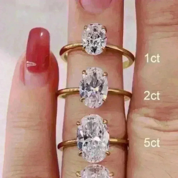 2 Carat Oval-Cut Solitaire Ring, 18k Gold over S925 Sterling Silver - Picture 5 of 6